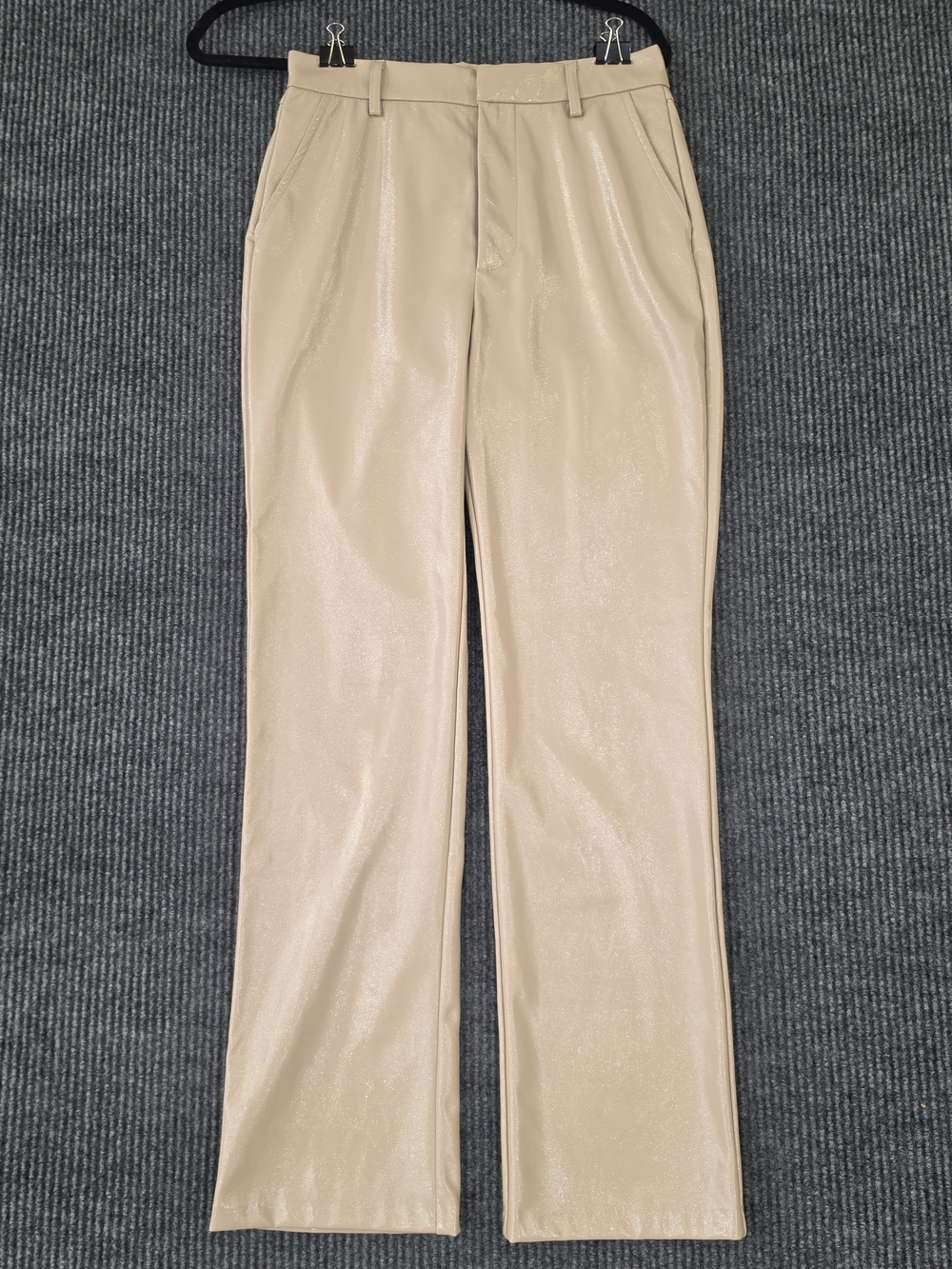 GREY LAB Beige Straight-Leg Shiny Pants